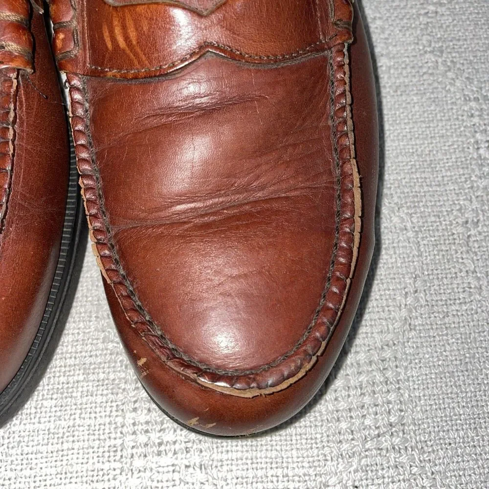 Iron Age Men’s Penny Loafers Size 9 D Brown Leather Workwear Safety Toe